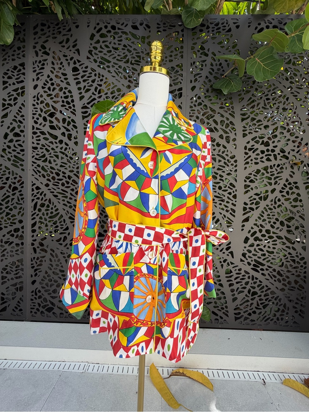 Dolce & Gabbana limited addition Multicolor  Print Belted Trench jacket, 100% si